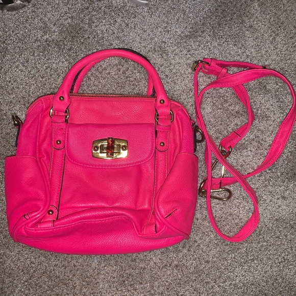 Merona Handbags - HOT PINK PURSE WITH GOLD DETAILS AND STRAP